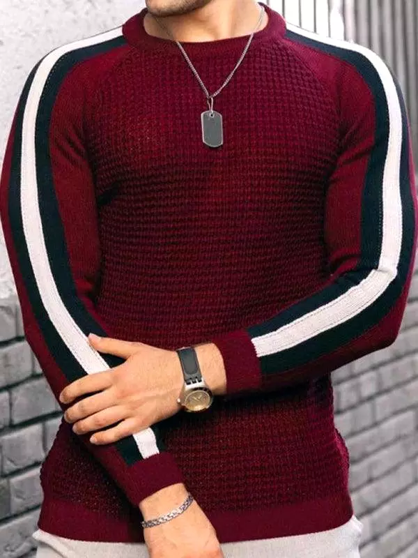 Geometric Round Neck Men Pullover Sweater