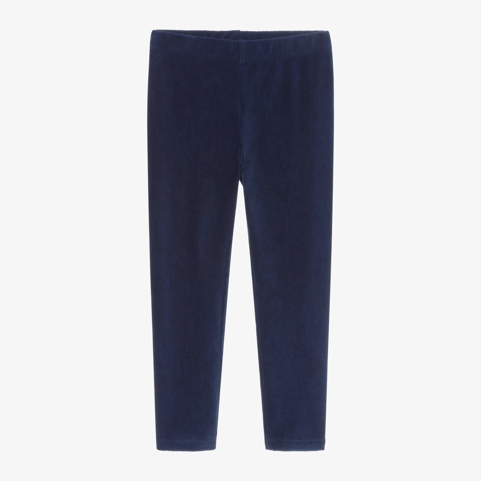 Girls Blue Corded Velour Leggings