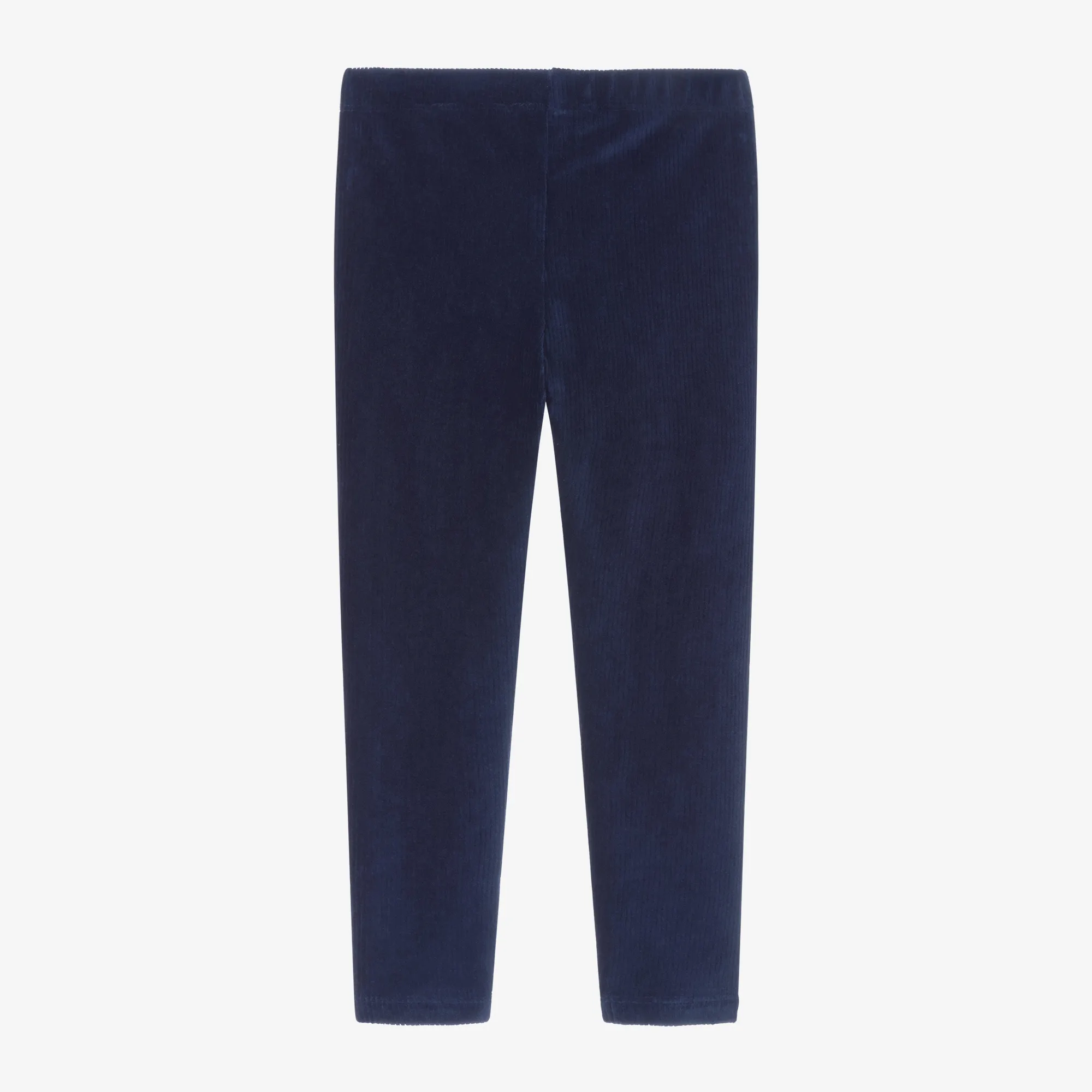 Girls Blue Corded Velour Leggings