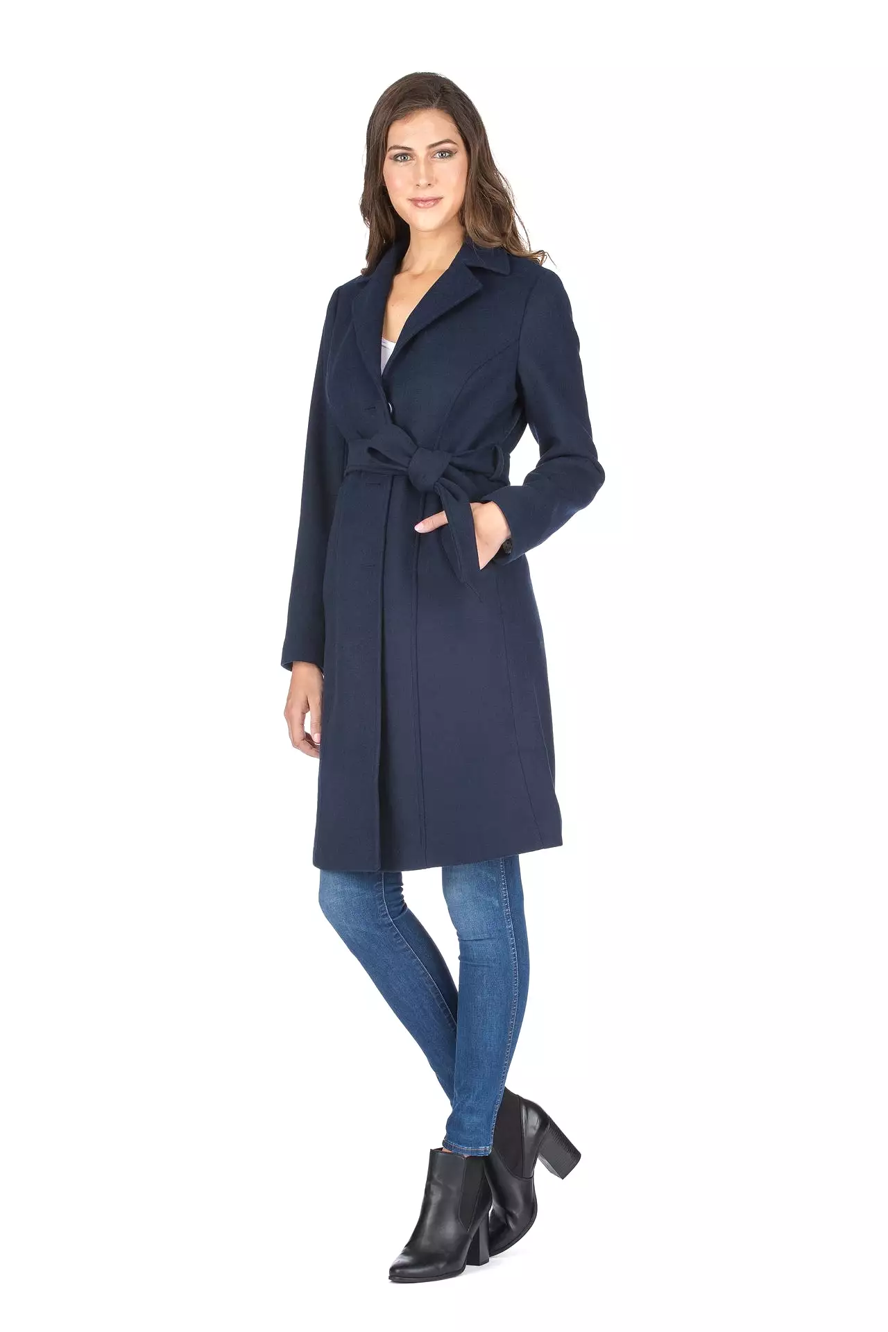 Haute Edition Women's 3/4 Length Belted Robe Pea Coat