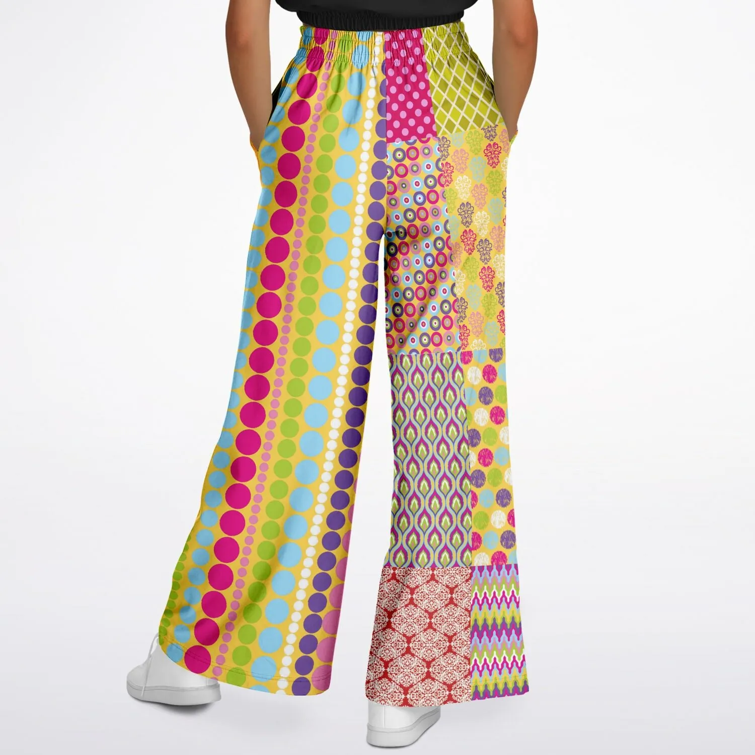 Hello Janis! Green Striped Patchwork Stretchy Phat Bellbottoms