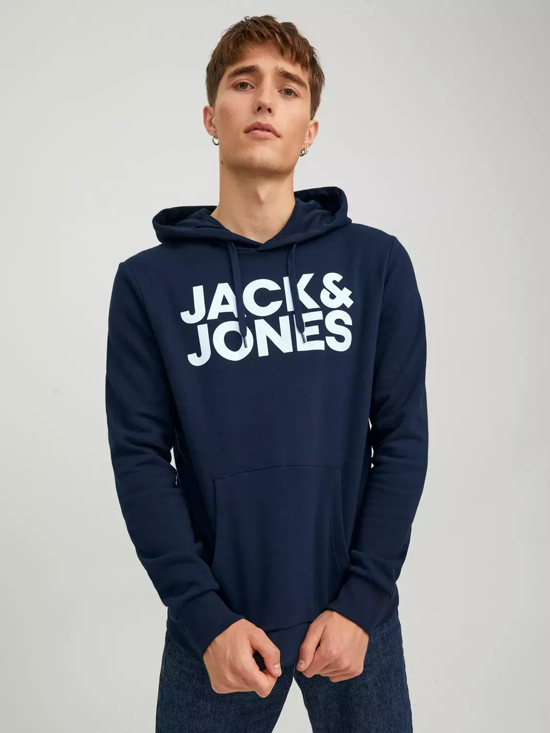 Jack & Jones Men's 'JJECORP' Hoodie Logo Sweatshirt