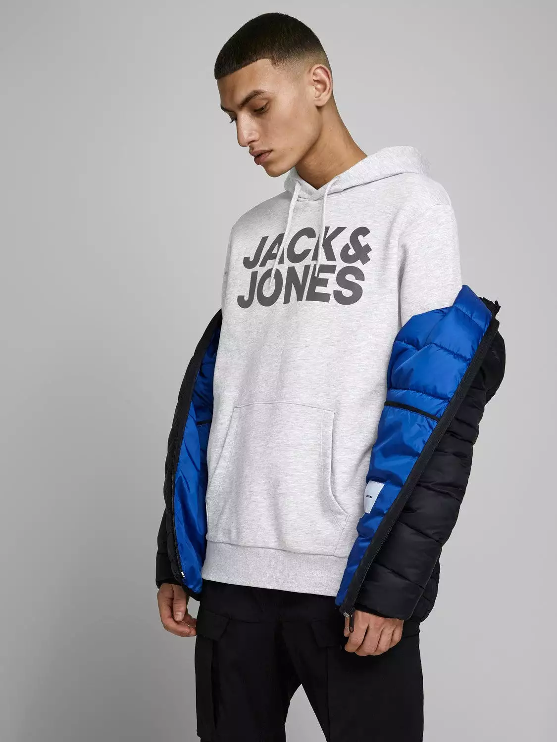 Jack & Jones Men's 'JJECORP' Hoodie Logo Sweatshirt