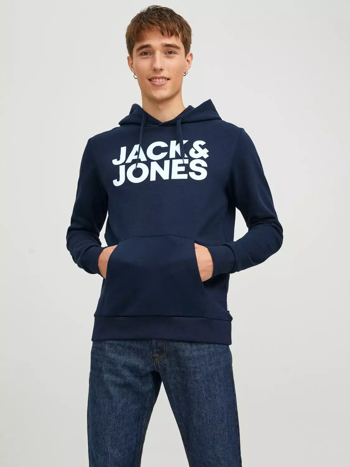 Jack & Jones Men's 'JJECORP' Hoodie Logo Sweatshirt