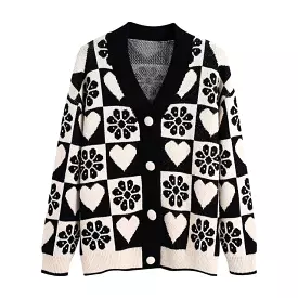 Jacquard Loose Cardigan Sweaters For Women