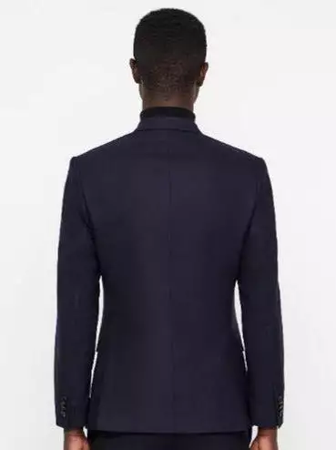 J.Lindeberg Men's Double Breasted Italian Wool Flannel Blazer - JL NAVY