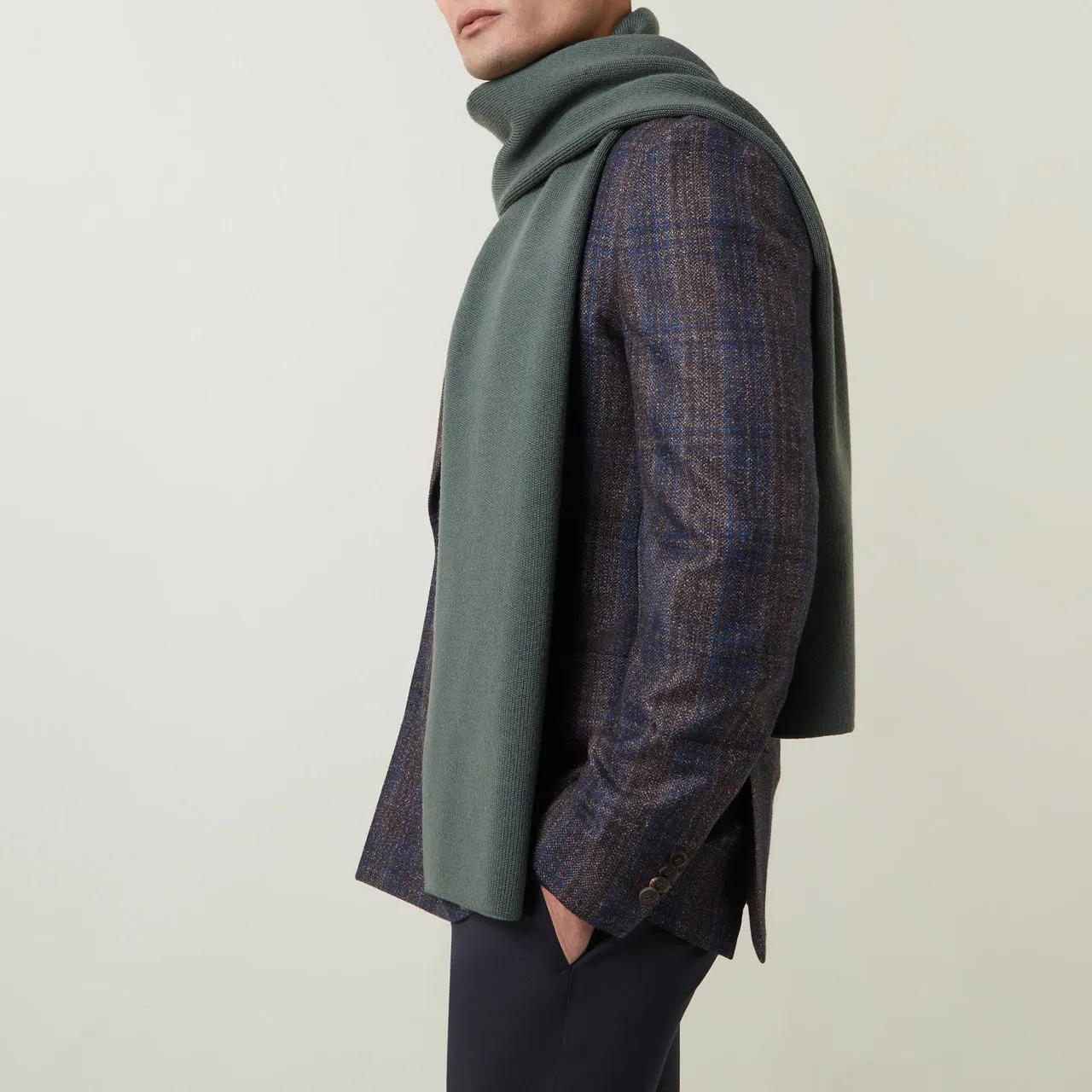 JOHN SMEDLEY The Sustainable Edit Wool Oblong Scarf - Highland Green