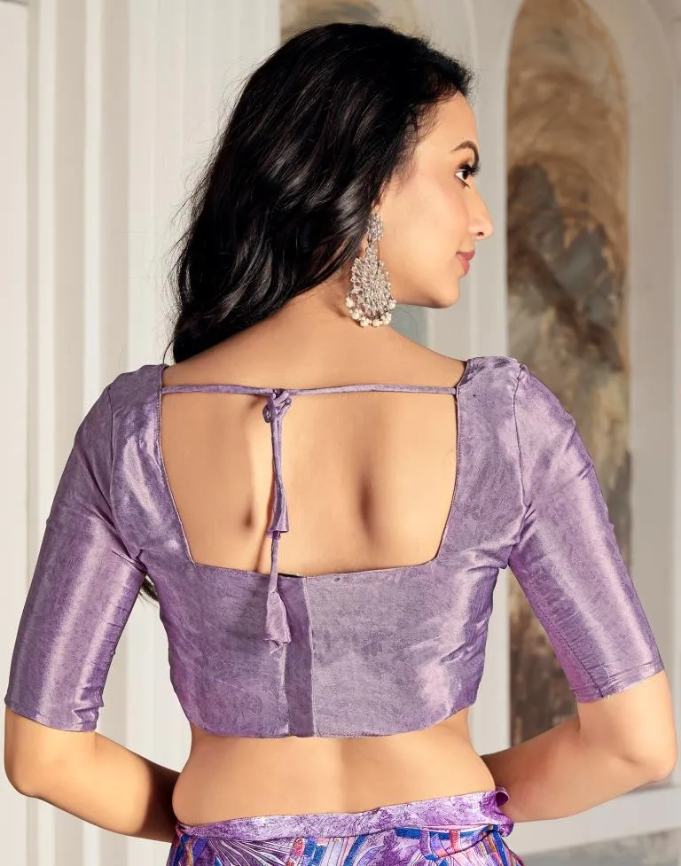 Lavender Silk Printed Sarees