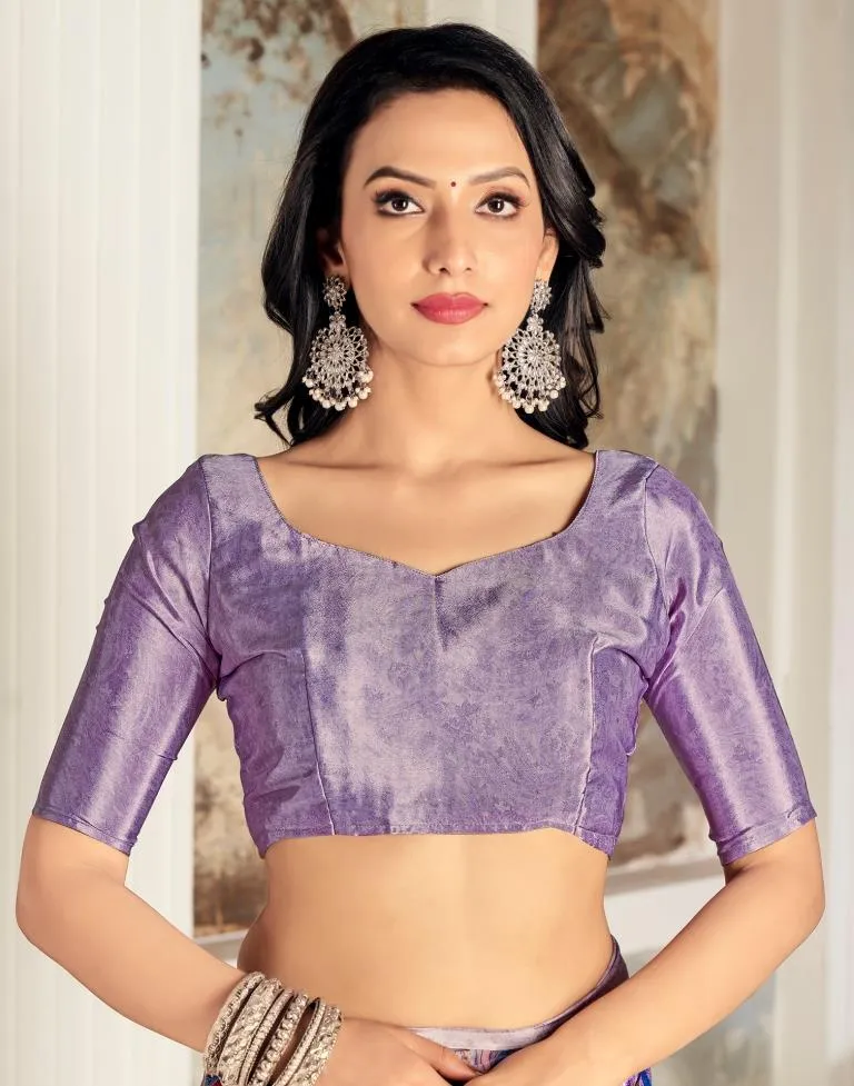 Lavender Silk Printed Sarees