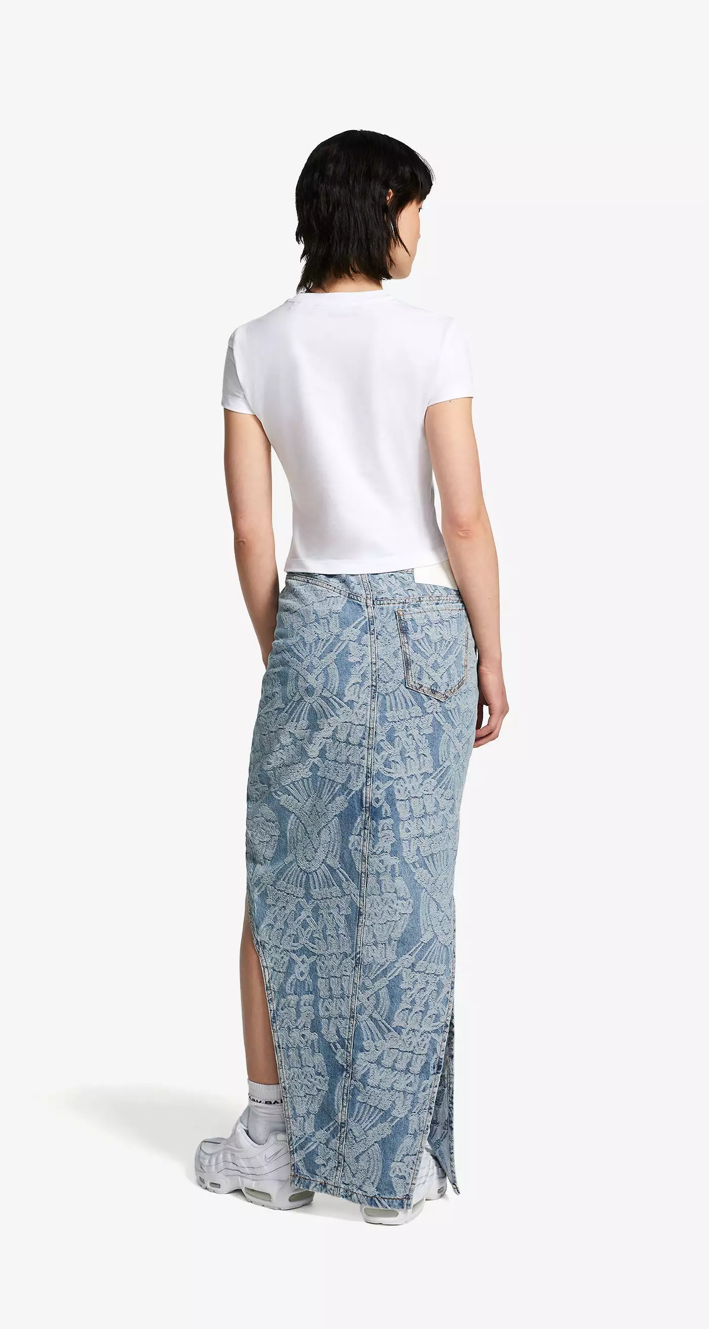 Light Blue Settle Macrame Denim Skirt