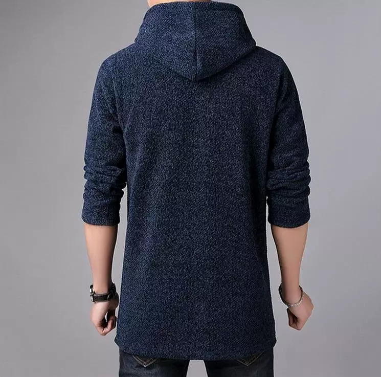 Long Hooded Cardigan Sweater For Men