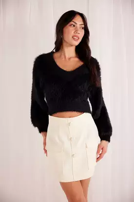 Maisie Fluffy Knit Sweater | Black