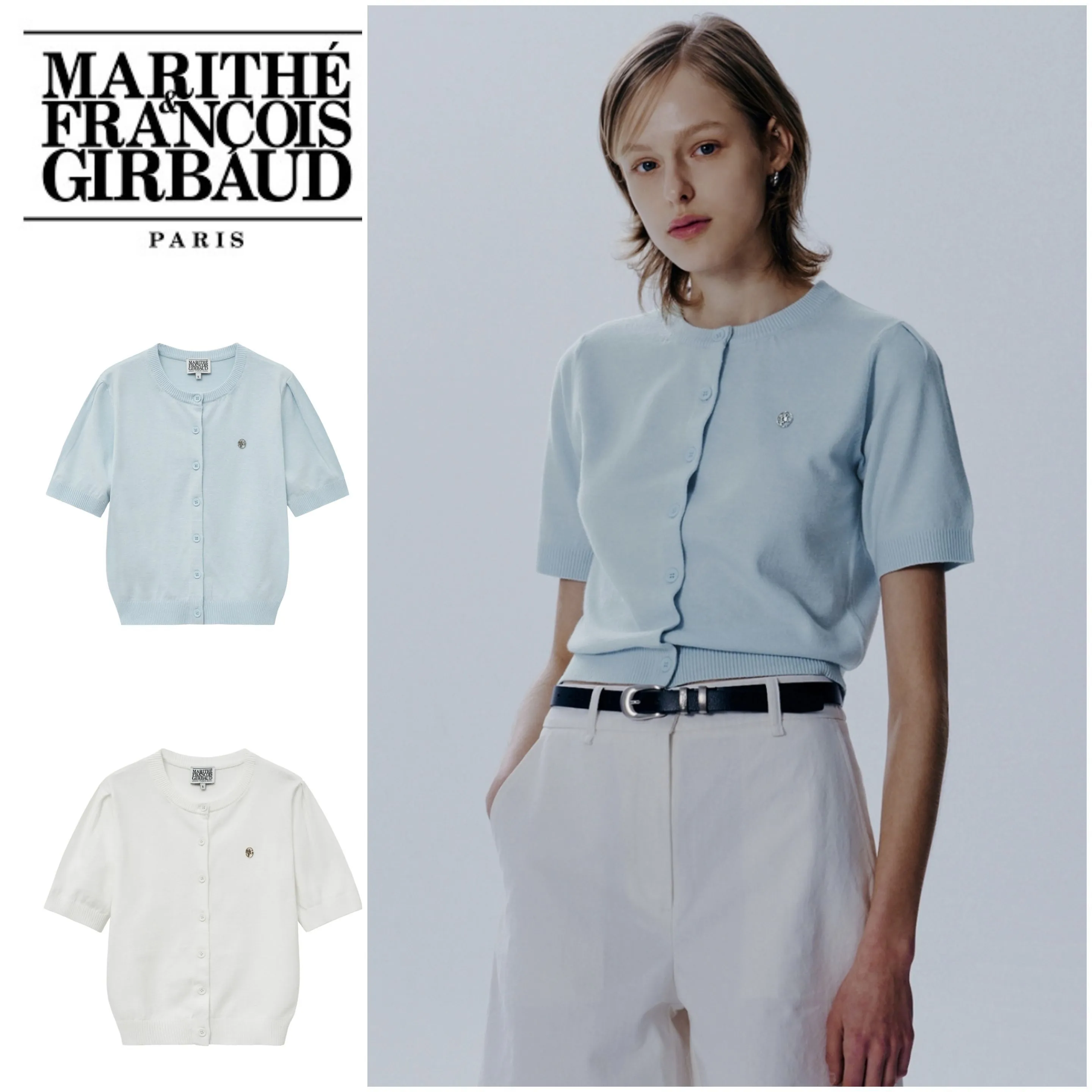 Marithe + Francois Girbaud  |Unisex Street Style Short Sleeves Logo Cardigans