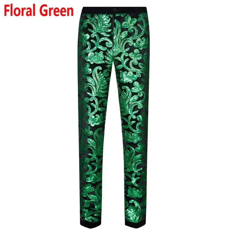 Men's Luxury Glitter Sequin Slim Fit Straight Wedding Party Prom Casual Pants