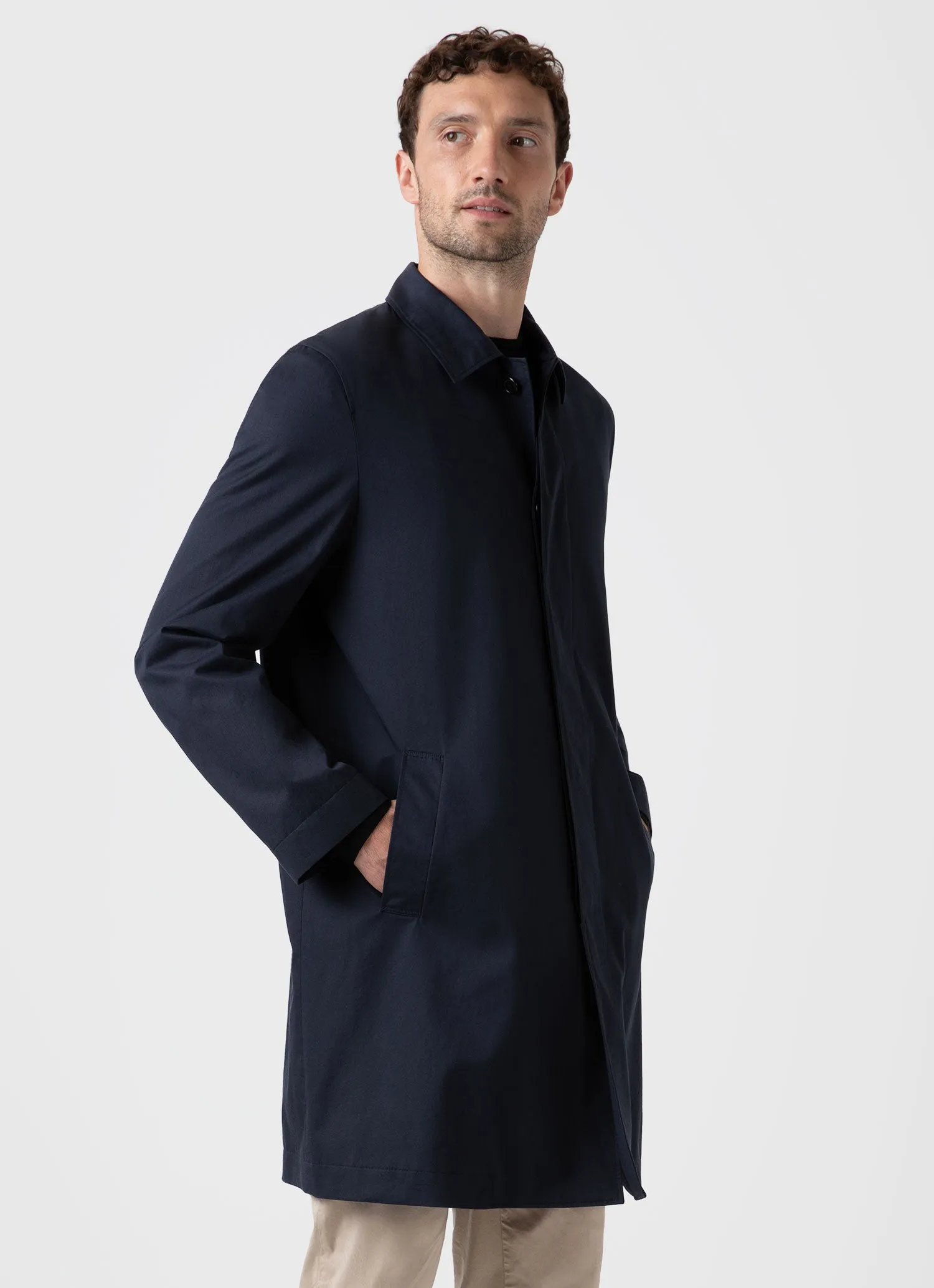 Men's Showerproof Cotton Mac in Navy