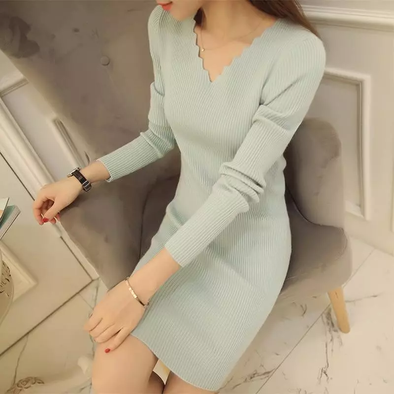 Missy V-Neck Sweater Dress