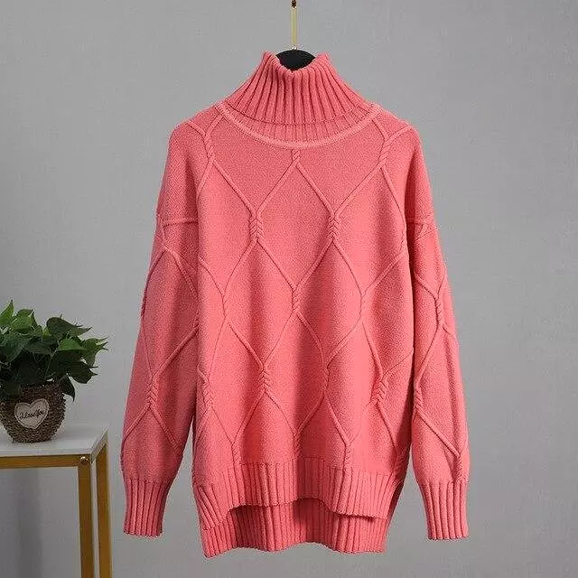 Mystical Argyle Turtleneck Pullover Sweater