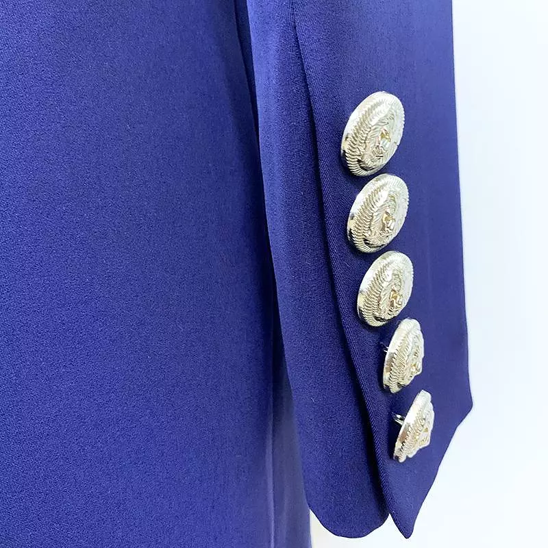 Navy Blue Tuxedo Blazer Women - Casual - Plain-Solid