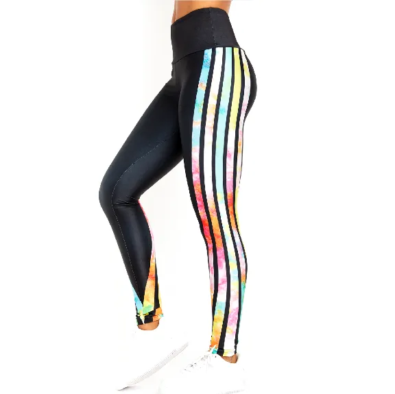 Neon Tie Dye Stripes Leggings