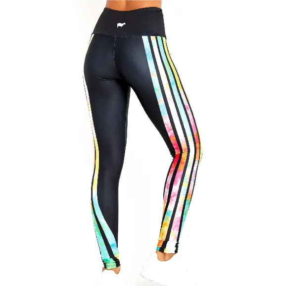 Neon Tie Dye Stripes Leggings