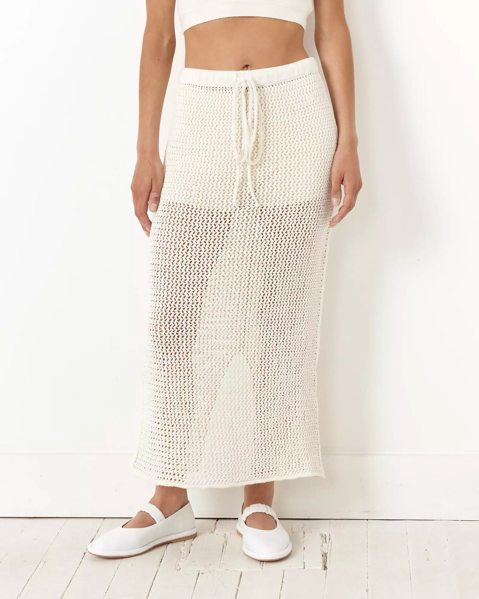 Net Skirt in Bone