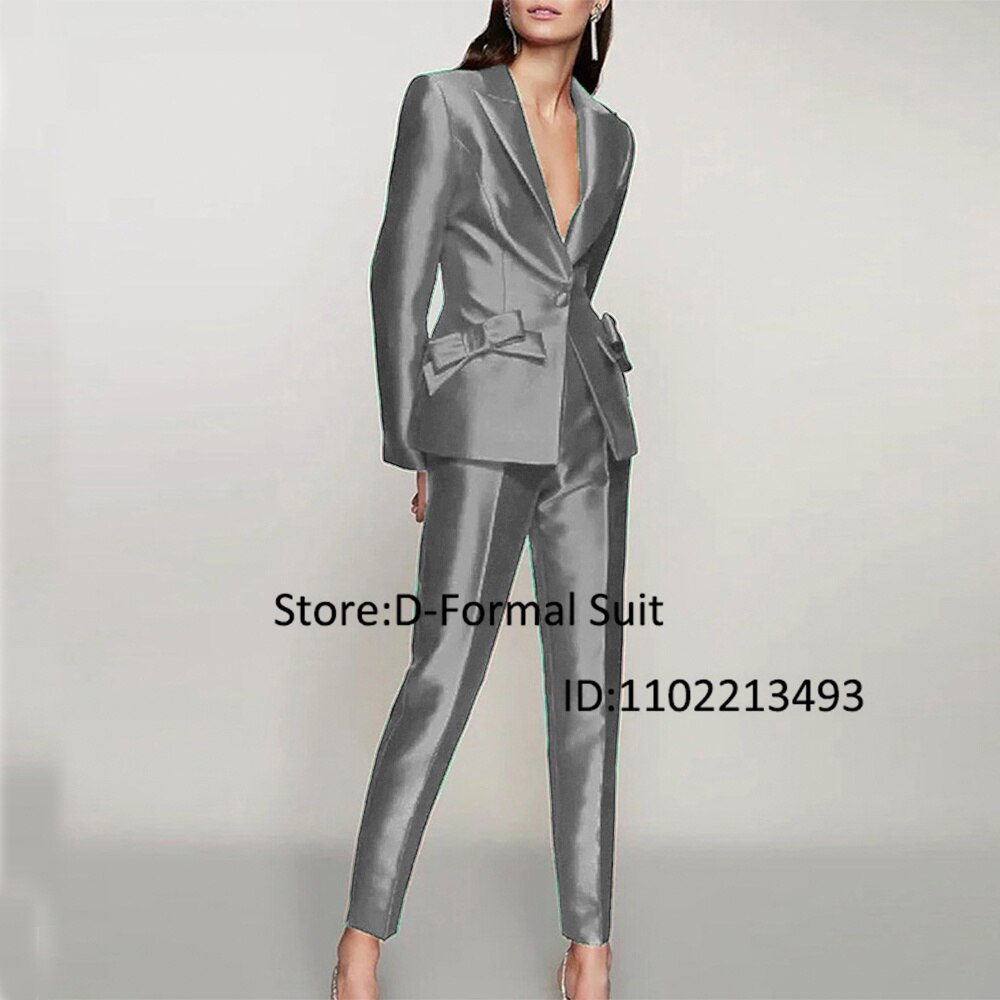 New Women's Two-Piece Suit Ladies Single Button Slim With Bow Party TuxedoTemperament High Street Luxury Women Blazer Suits