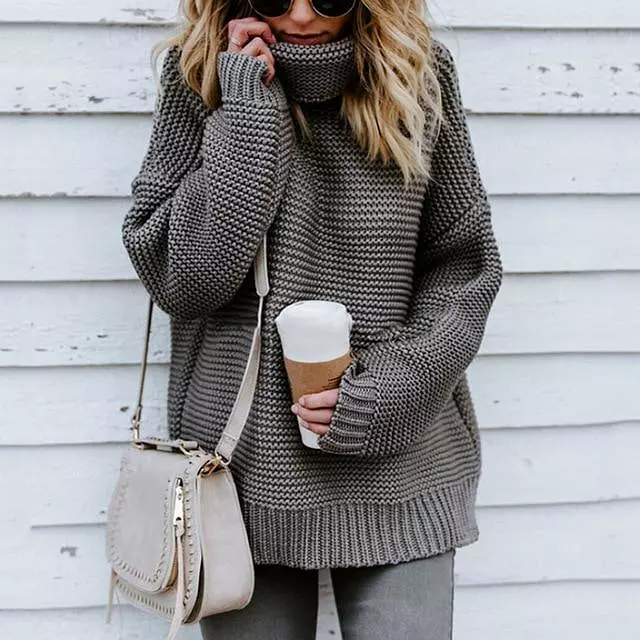 Office Lady Turtleneck Pullover Sweater