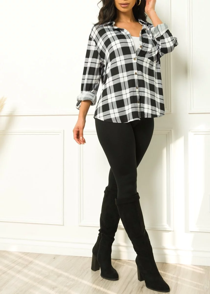 Oli Plaid Blouse Black/White