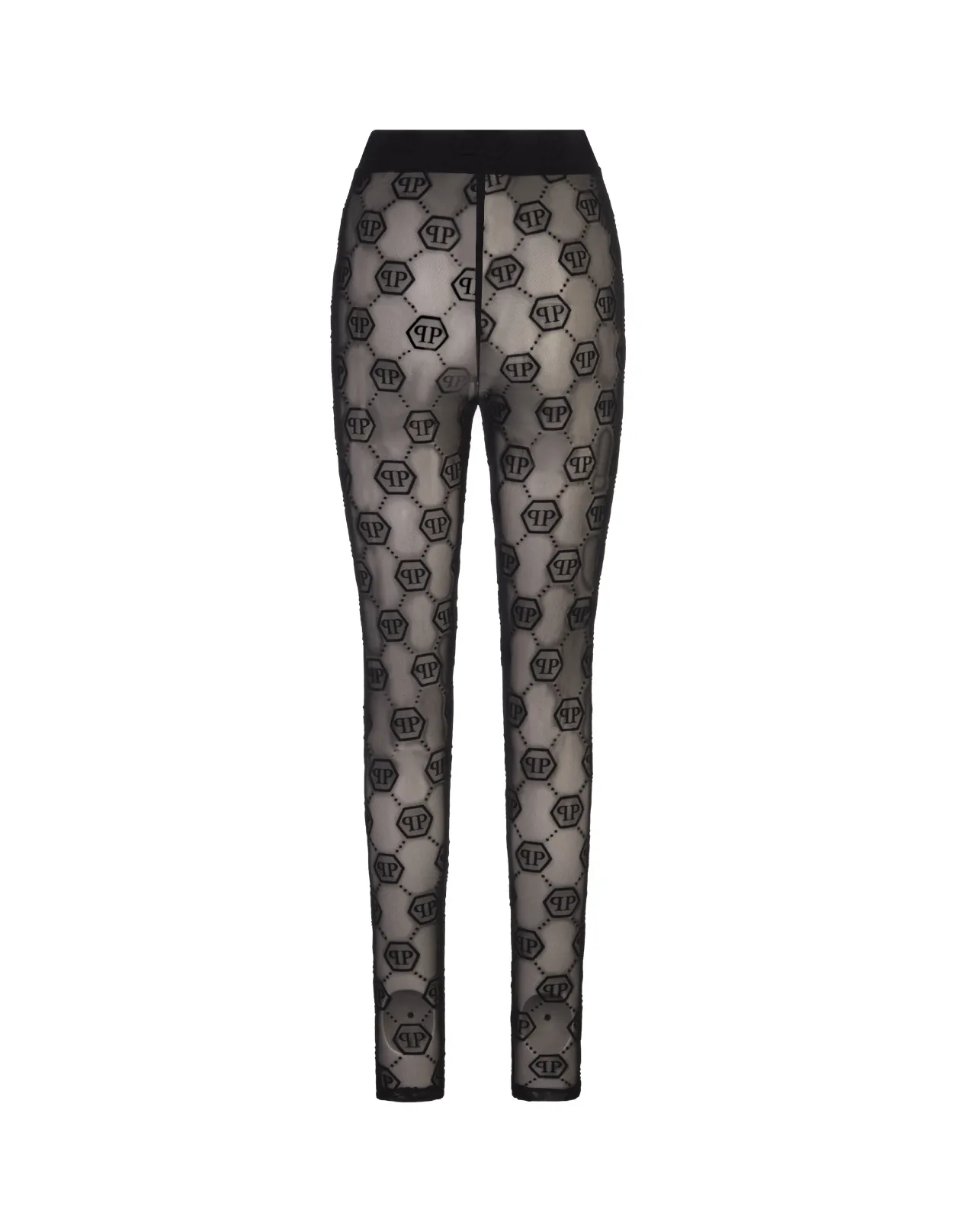 PHILIPP PLEIN Black Tulle Leggings Monogram