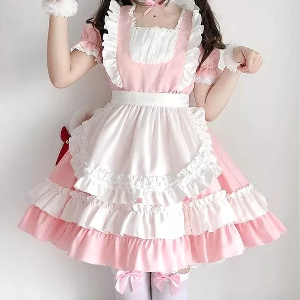 Pink Lolita Cat Maid Cosplay Dress AD210188