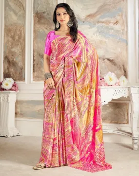 Pink Silk Printed Sarees