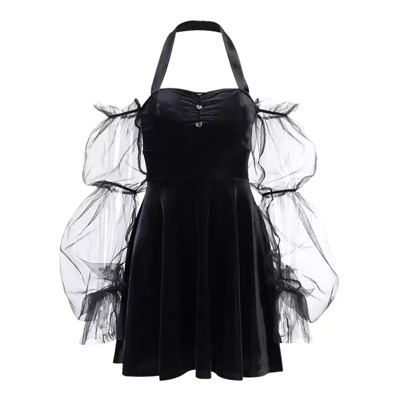 Punk Girl Dark Halter Dress AD210205