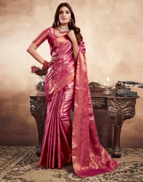 Rani Pink Silk Banarasi Sarees