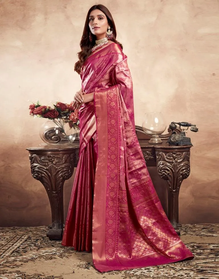 Rani Pink Silk Banarasi Sarees