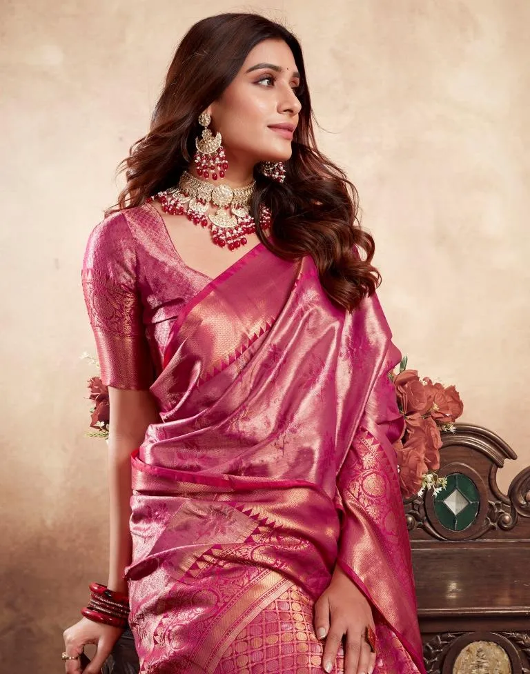 Rani Pink Silk Banarasi Sarees