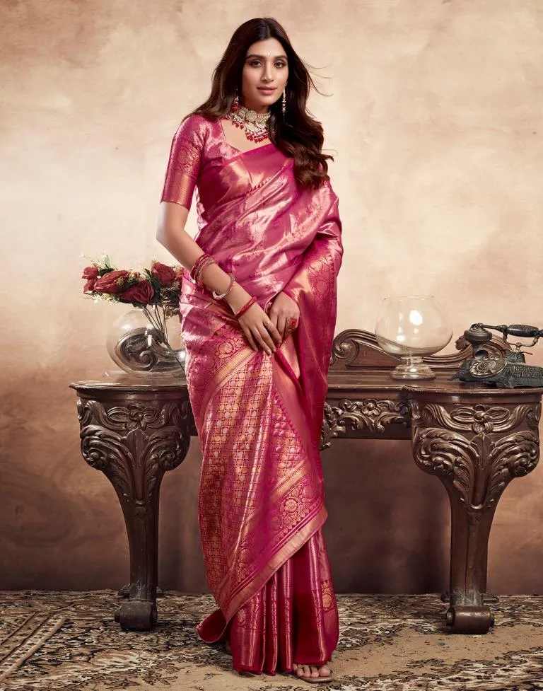 Rani Pink Silk Banarasi Sarees