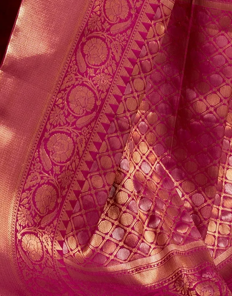 Rani Pink Silk Banarasi Sarees