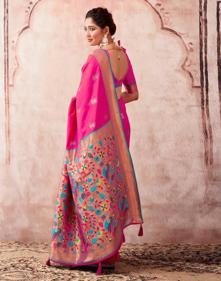 Rani Pink Silk Plain Sarees