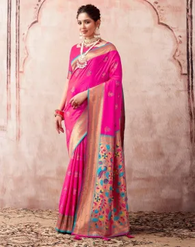 Rani Pink Silk Plain Sarees