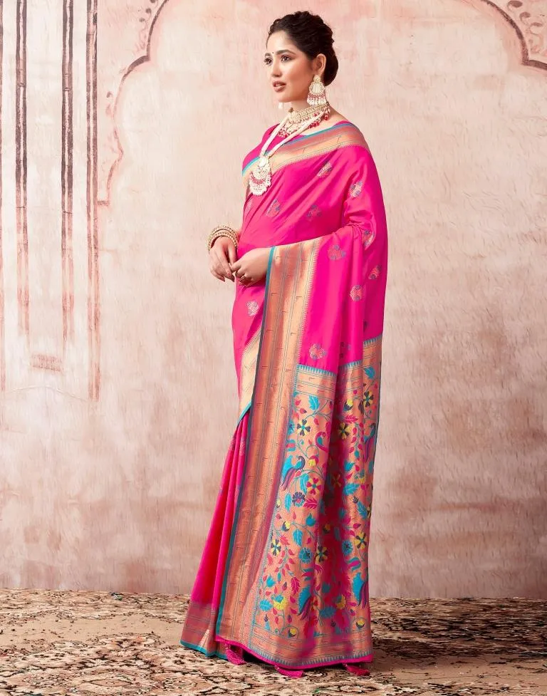 Rani Pink Silk Plain Sarees