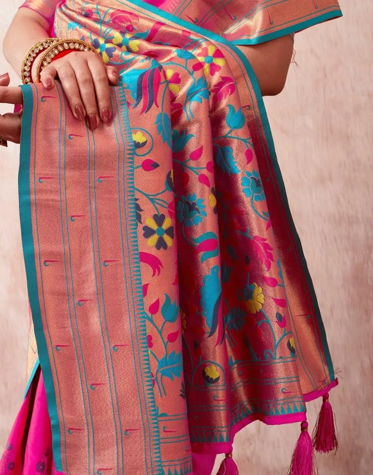 Rani Pink Silk Plain Sarees