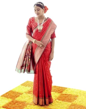 Red Silk Plain Sarees