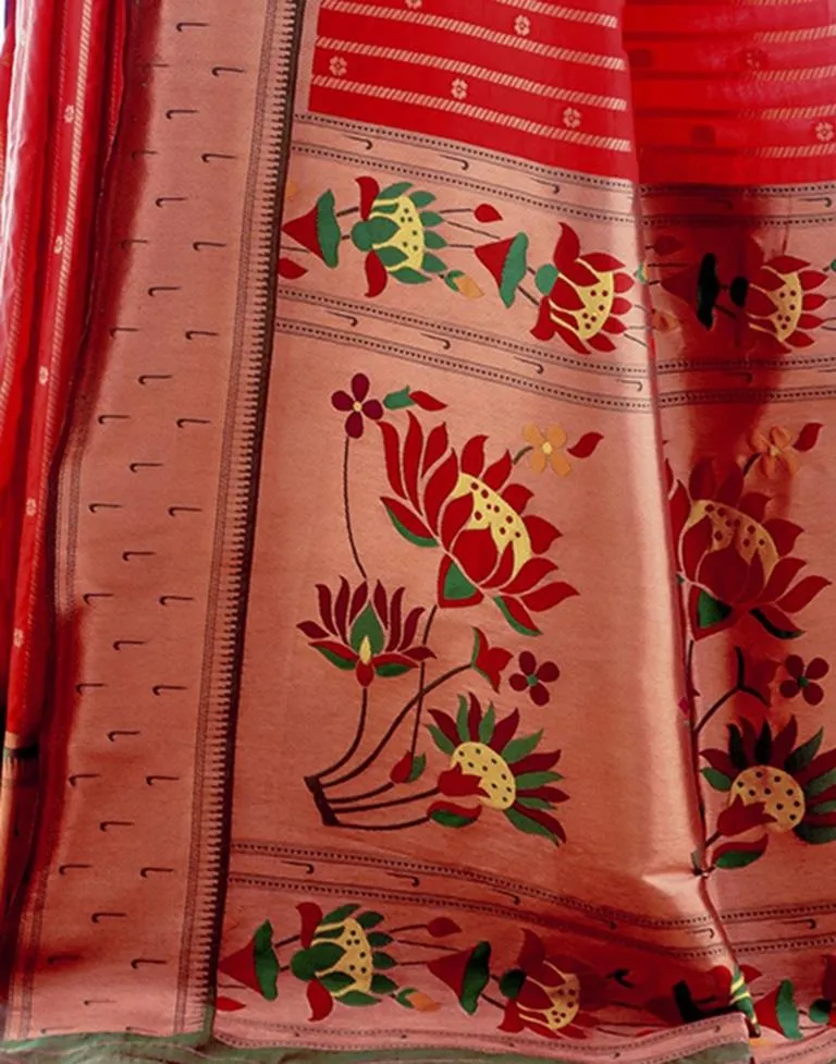 Red Silk Plain Sarees