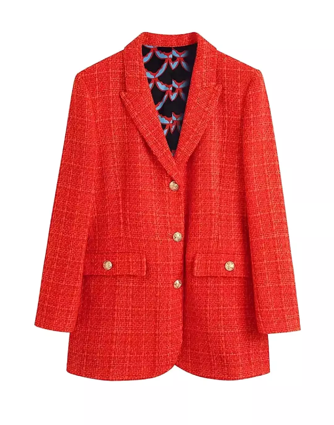 Red Tweed Long Blazer