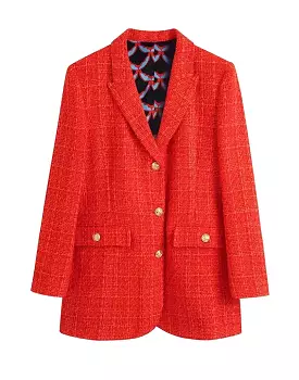 Red Tweed Long Blazer