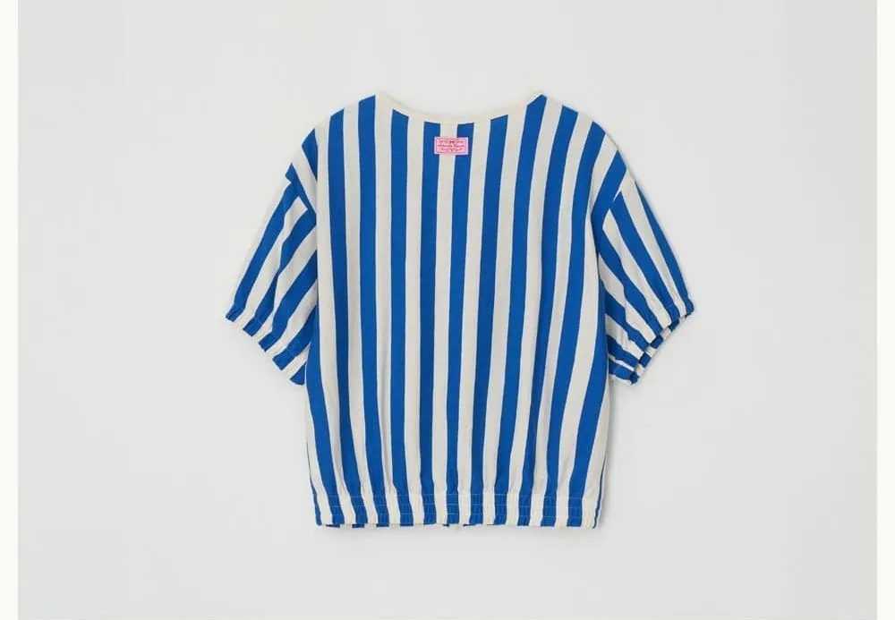 RONRON  |Stripes Heart Street Style Short Sleeves Logo Cardigans