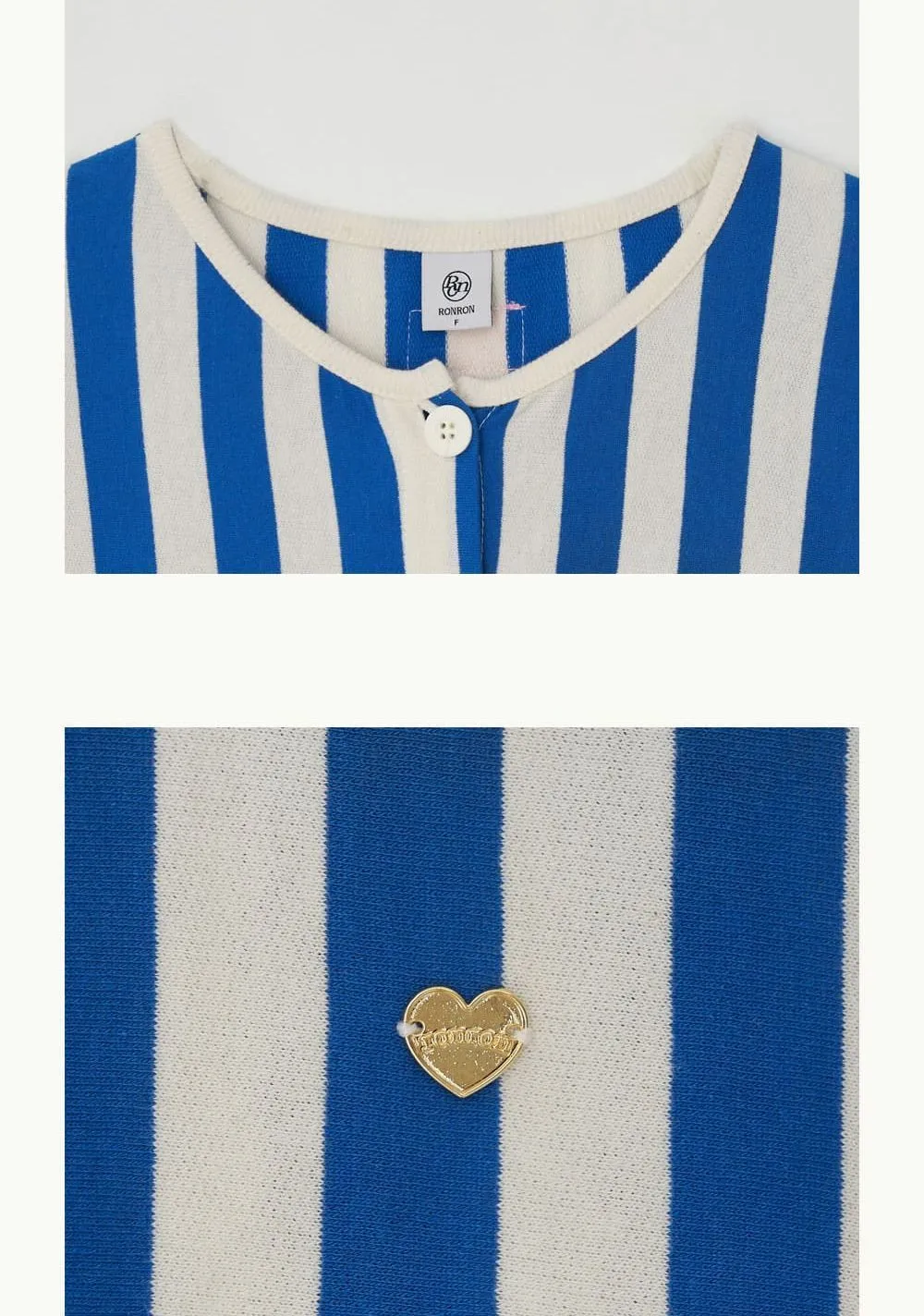 RONRON  |Stripes Heart Street Style Short Sleeves Logo Cardigans