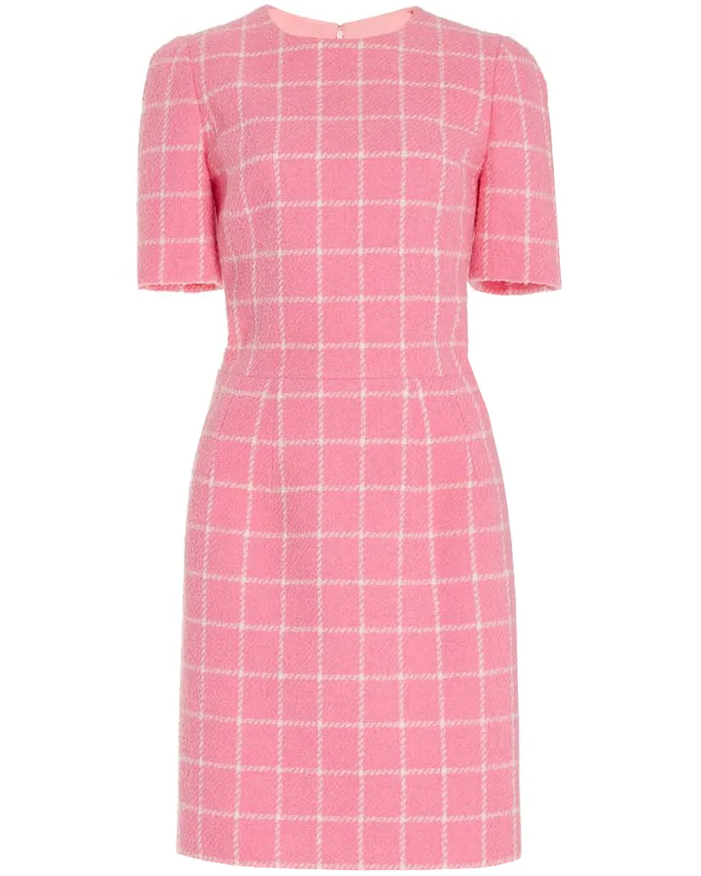 Rouge and White Boule Windowpane Tweed Dress