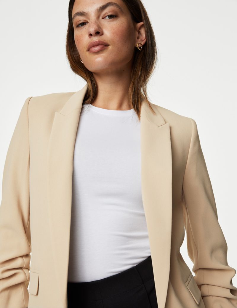 Ruched Sleeve Blazer