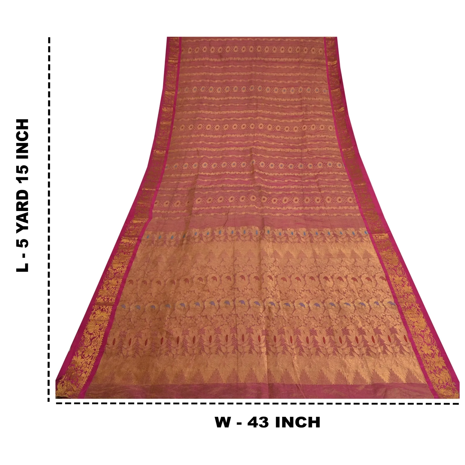 Sanskriti Vintage Pink Sarees Pure Silk Woven Rare Kanjivaram Sari Fabric